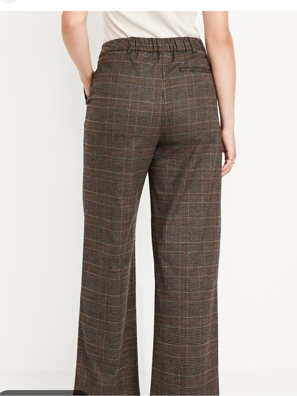 Old Navy Brown Plaid Wide-Leg High-Waisted Trousers NWOT Tall length